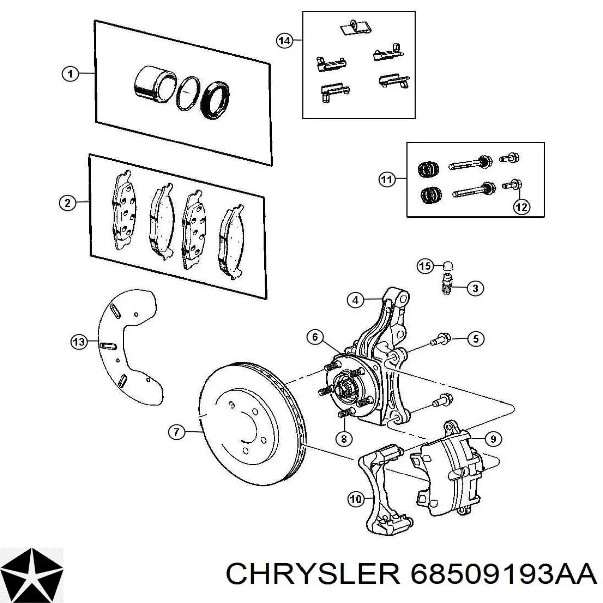 Передние тормозные колодки 68509193AA Chrysler