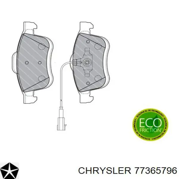 Передние тормозные колодки 77365796 Chrysler