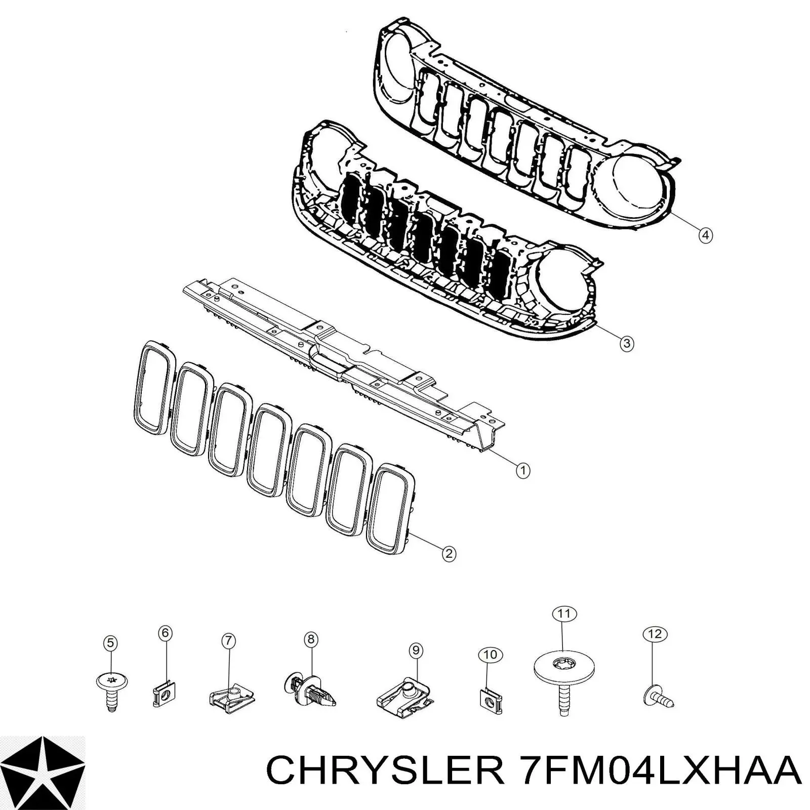 Кронштейн решетки радиатора Chrysler 6UR05LXHAA цена, от 20.29 USD