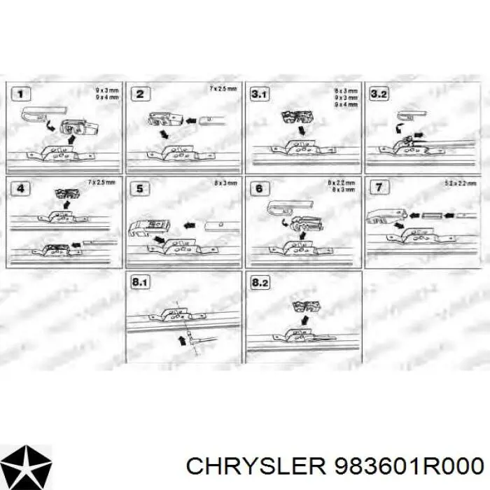 983601R000 Chrysler limpa-pára-brisas do pára-brisas de passageiro