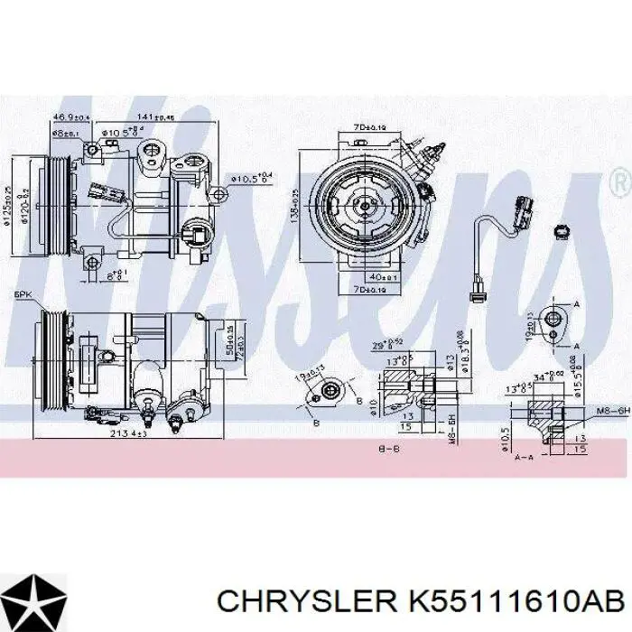 K55111610AB Chrysler compressor de aparelho de ar condicionado