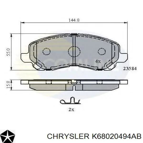 K68020494AB Chrysler колодки тормозные передние дисковые