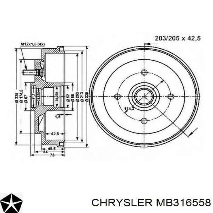 Тормозной барабан MB316558 Chrysler