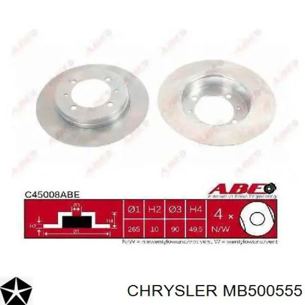 MB500555 Chrysler Дисковый тормоз