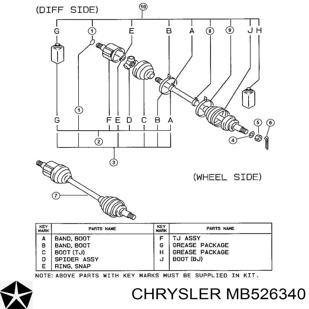 MB526340 Chrysler Кольцо стопорное ШРУСа