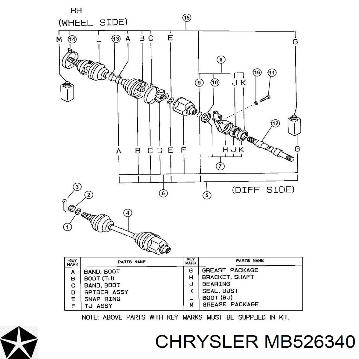 Купить MB526340 Chrysler Кольцо стопорное ШРУСа