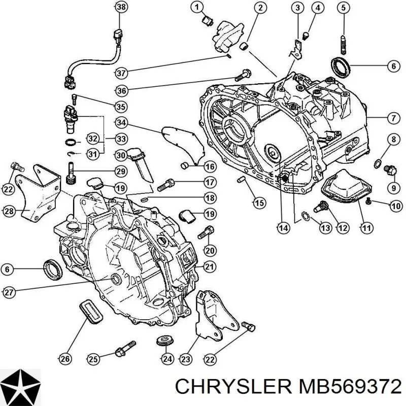 MB569372 Chrysler Пробка поддона двигателя