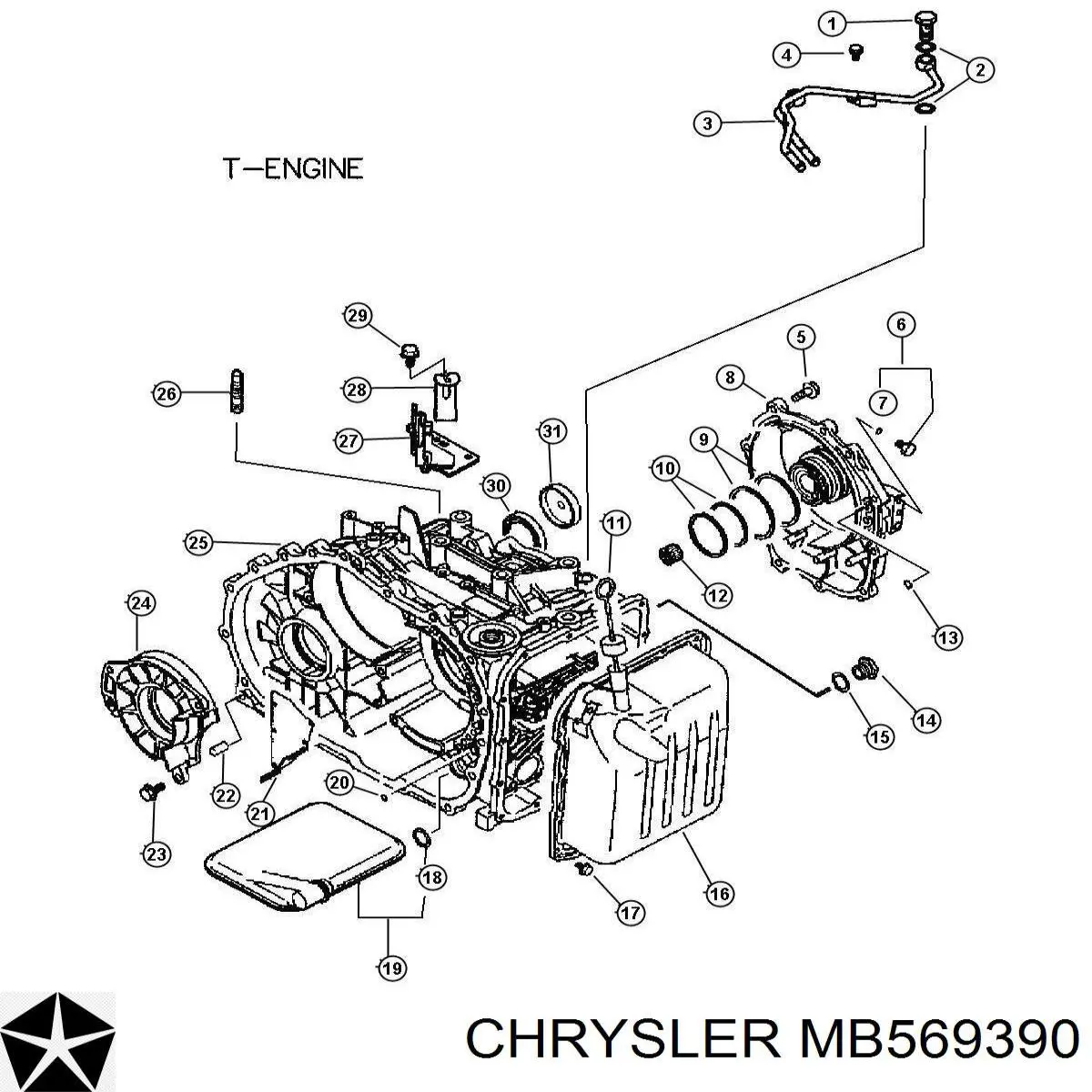 MB569390 Chrysler пробка поддона двигателя
