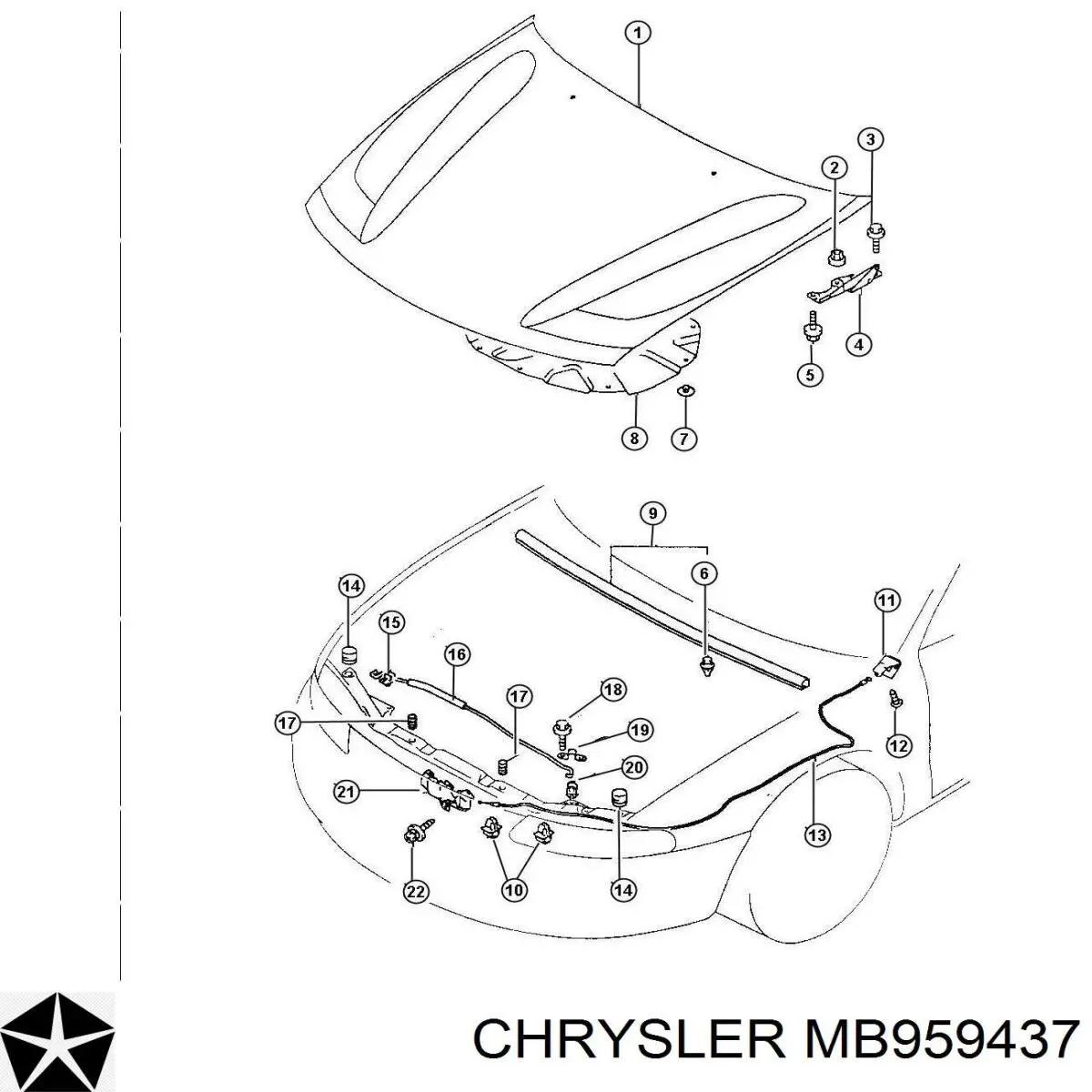 Капот на Chrysler Sebring LX (Крайслер Себринг)