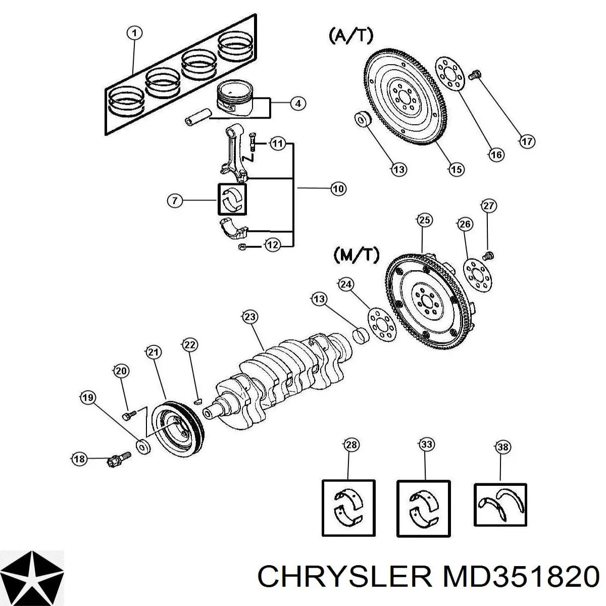 Полукольцо упорное (разбега) коленвала на Mitsubishi Space Gear PA, B, DV, W