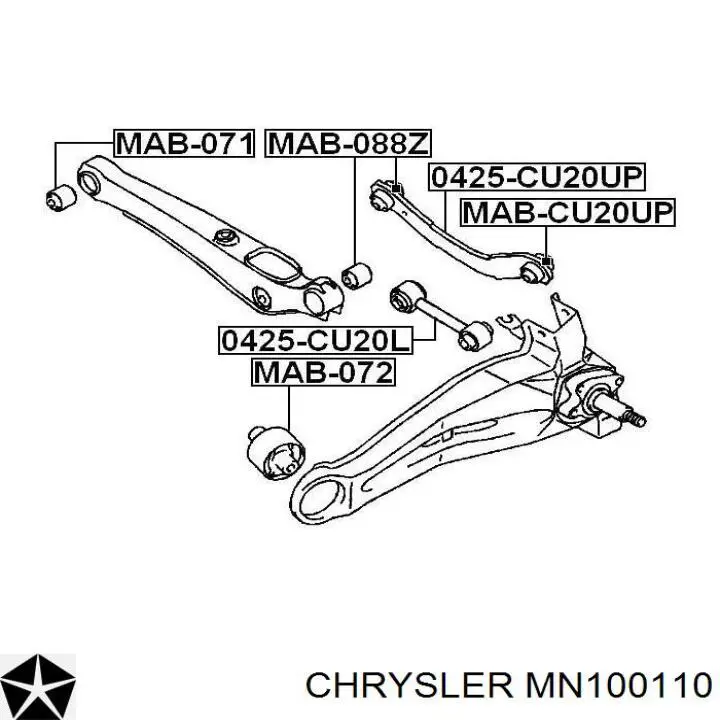 MN100110 Chrysler сайлентблок заднего поперечного рычага внутренний