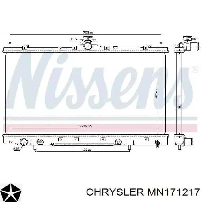 Радиатор охлаждения двигателя Chrysler MN171217 цена, от 94.38 USD