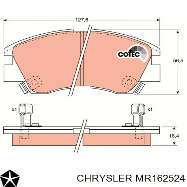 Передние тормозные колодки MR162524 Chrysler