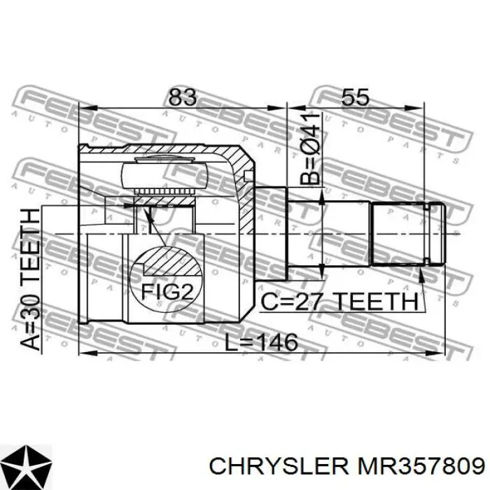 MR357809 Chrysler полуось (привод передняя левая)