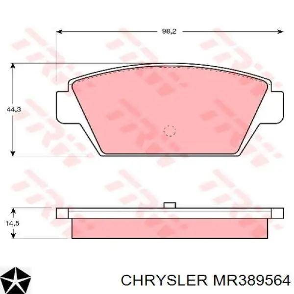 Задние тормозные колодки MR389564 Chrysler