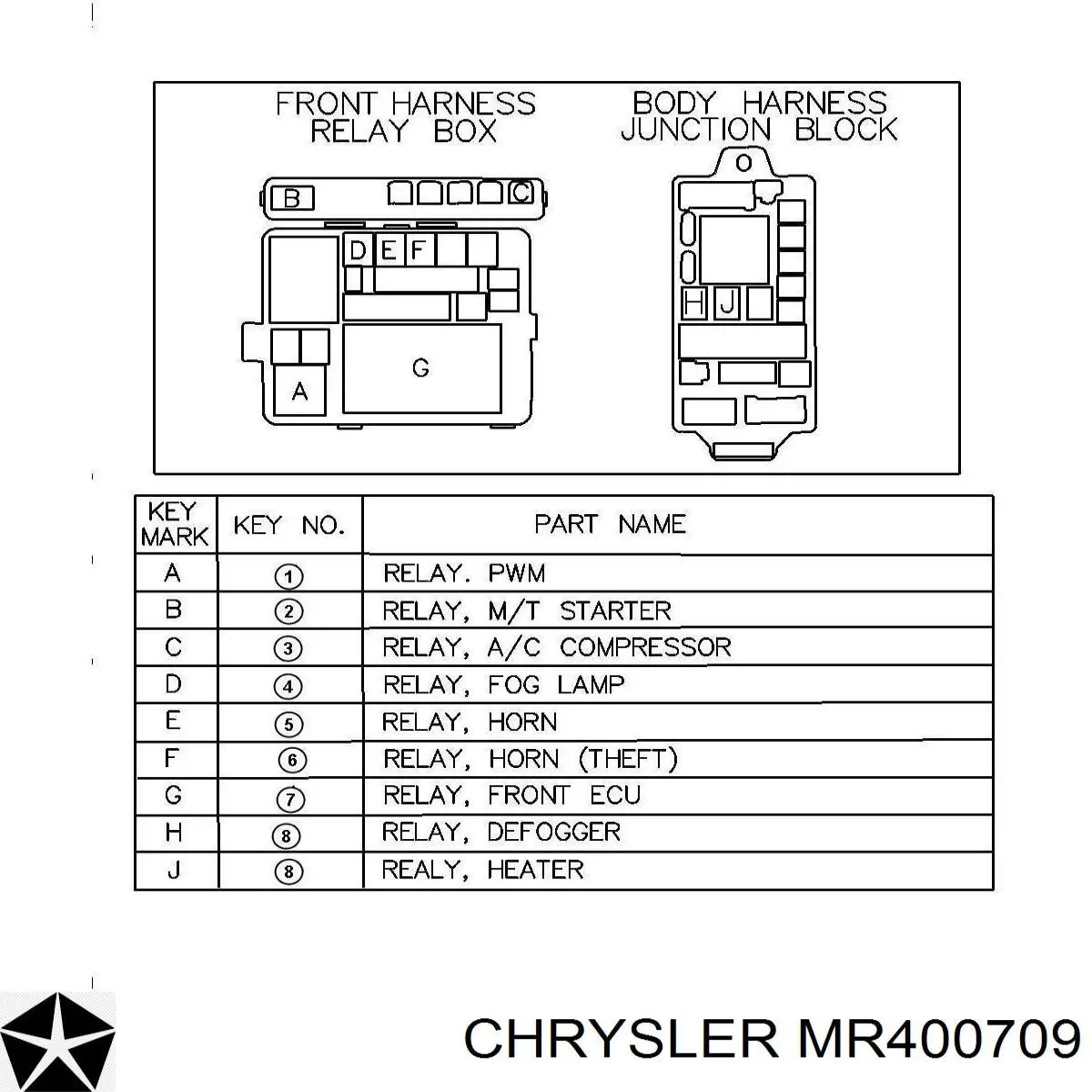 MR400709 Chrysler реле вентилятора