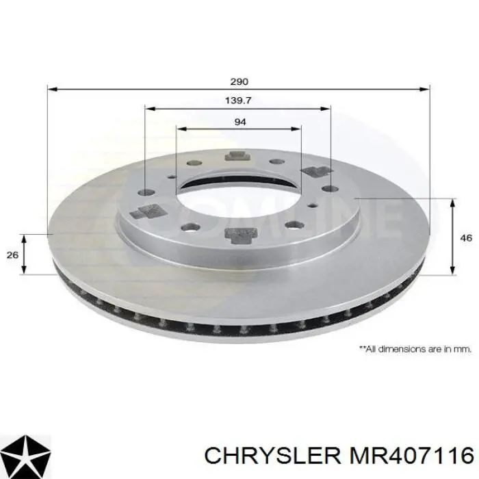 Передние тормозные диски MR407116 Chrysler