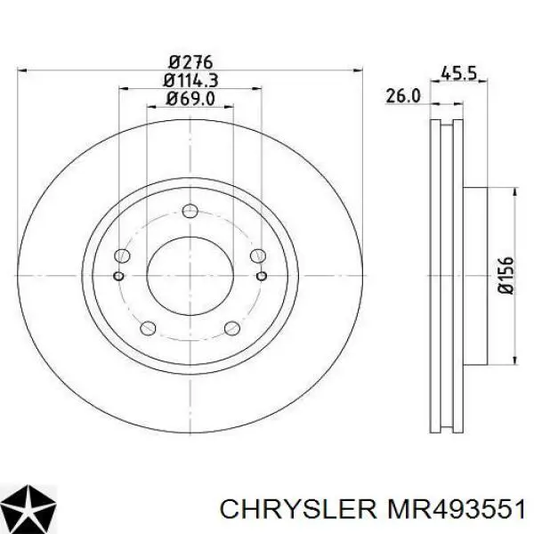 MR493551 Chrysler диск тормозной передний