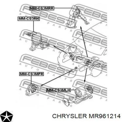 MR961214 Chrysler подушка (опора двигателя задняя)