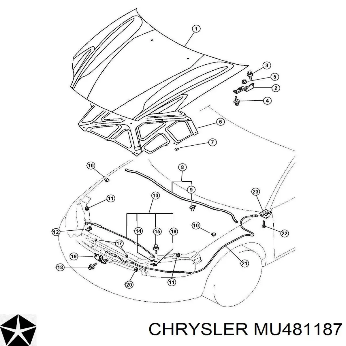 Пистон (клип) утеплителя капота MU481187 Chrysler