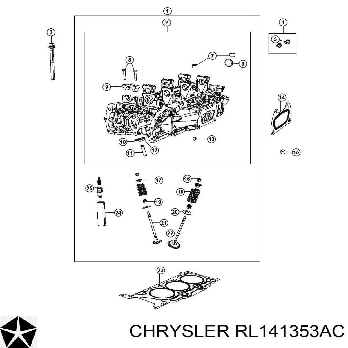RL141353AA Chrysler головка блока цилиндров (гбц левая)