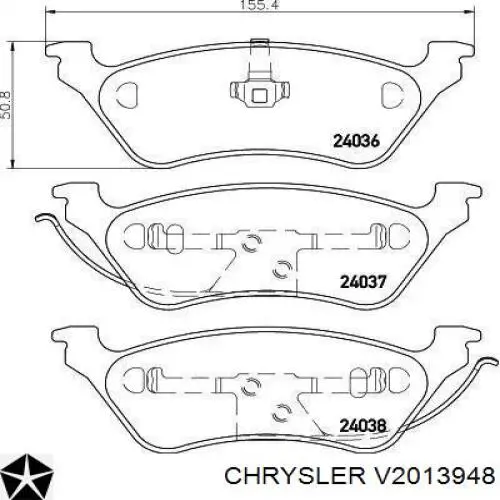 V2013948 Chrysler колодки тормозные задние дисковые