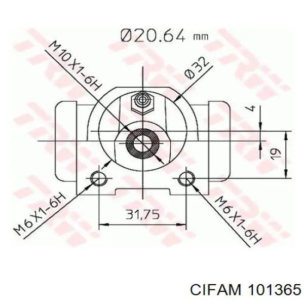 Купить 101365 Cifam Цилиндр тормозной колесный