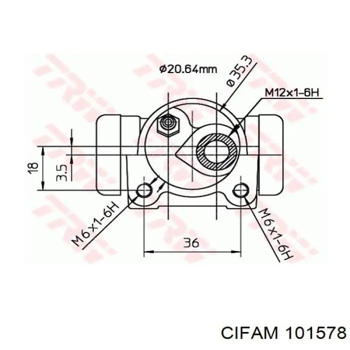 Цилиндр тормозной колесный 101578 Cifam