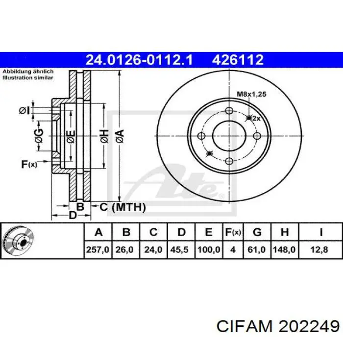 Цилиндр тормозной главный 202249 Cifam