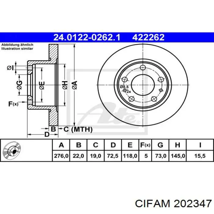 Цилиндр тормозной главный 202347 Cifam