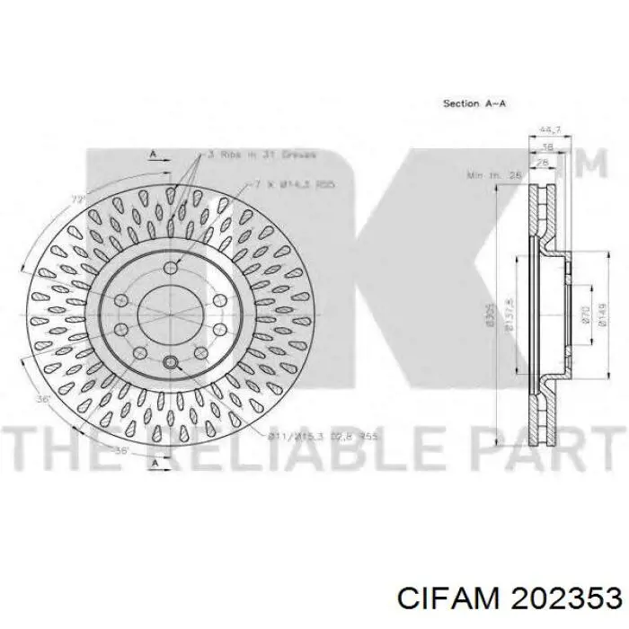 Цилиндр тормозной главный 202353 Cifam