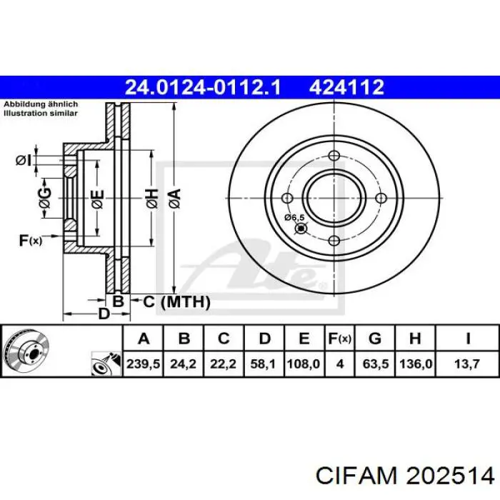 Главный тормозной цилиндр 202514 Cifam