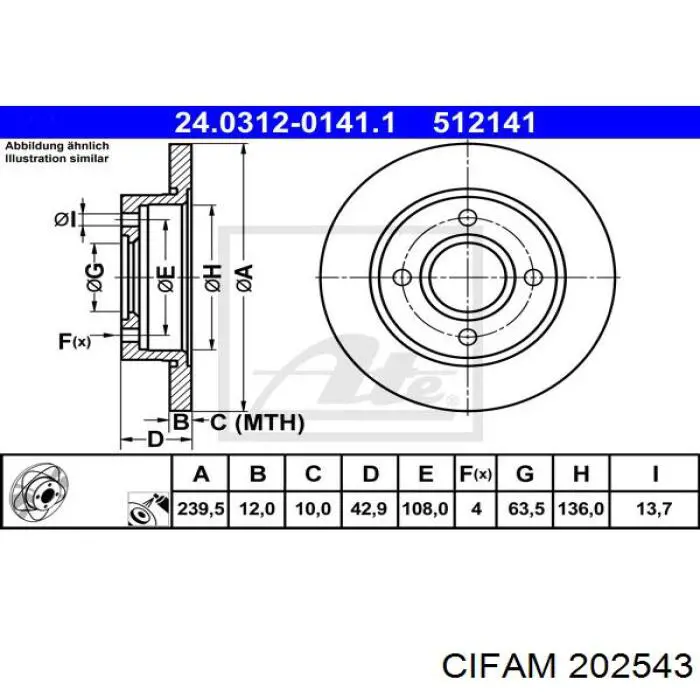Главный тормозной цилиндр 202543 Cifam
