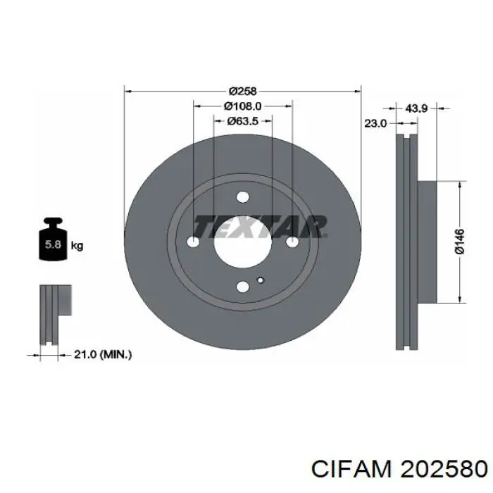 202580 Cifam Цилиндр тормозной, главный