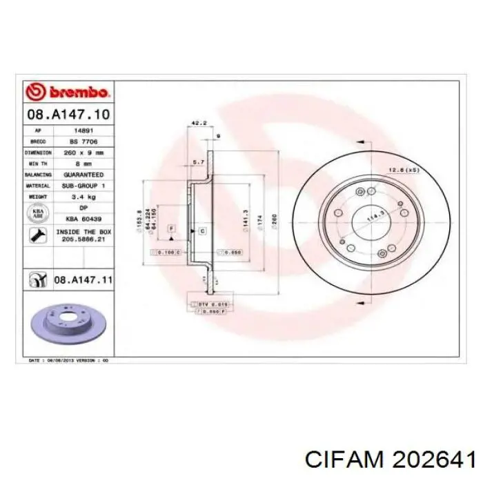 Главный тормозной цилиндр 202641 Cifam