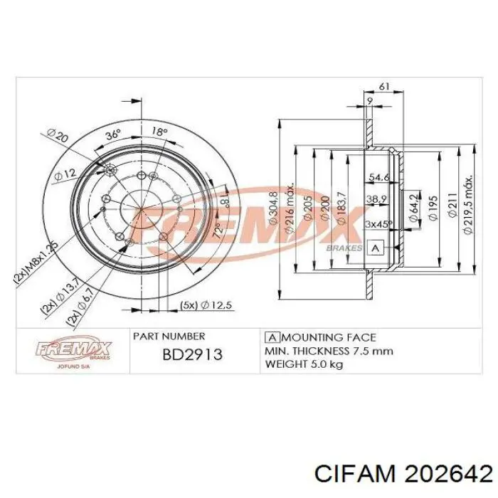 202642 Cifam Цилиндр тормозной, главный