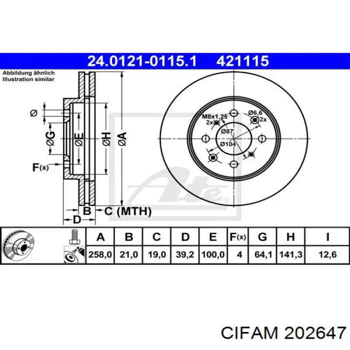 202647 Cifam Цилиндр тормозной, главный
