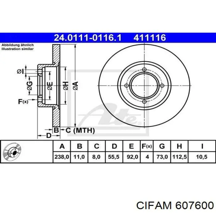 ШРУС наружный передний 607600 Cifam