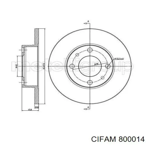 Передние тормозные диски 800014 Cifam