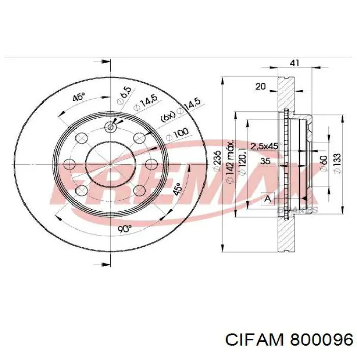 800096 Cifam Диск тормозной передний