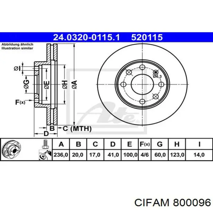 Тормоз дисковый передний Cifam 800096 цена, от 17.34 USD