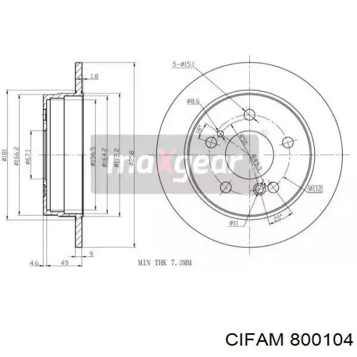 Купить 800104 Cifam Диск тормозной задний