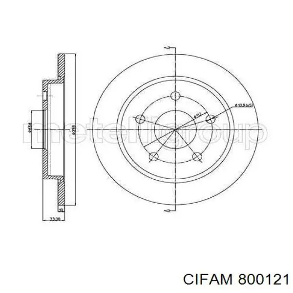 800-121 Cifam диск тормозной задний