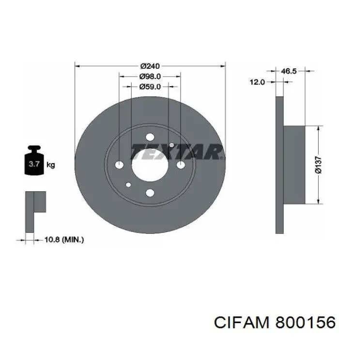 Передние тормозные диски 800156 Cifam