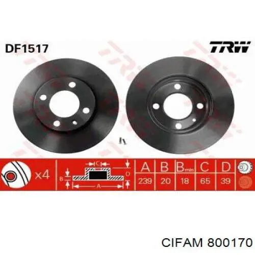 Передний тормозной диск Cifam 800170