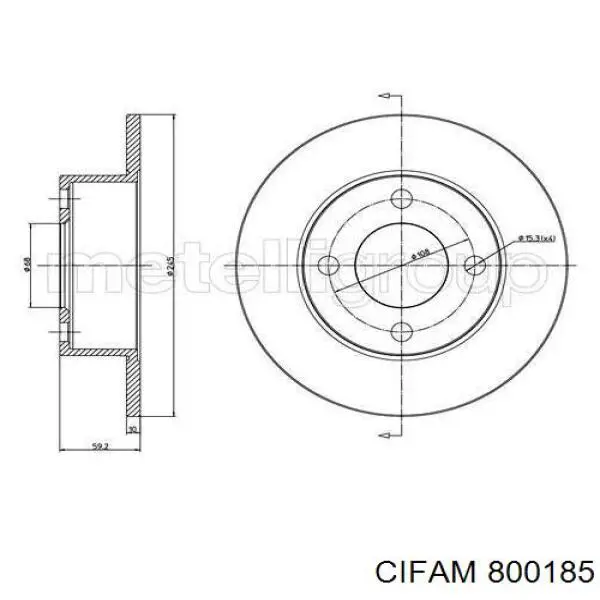 800-185 Cifam диск тормозной задний