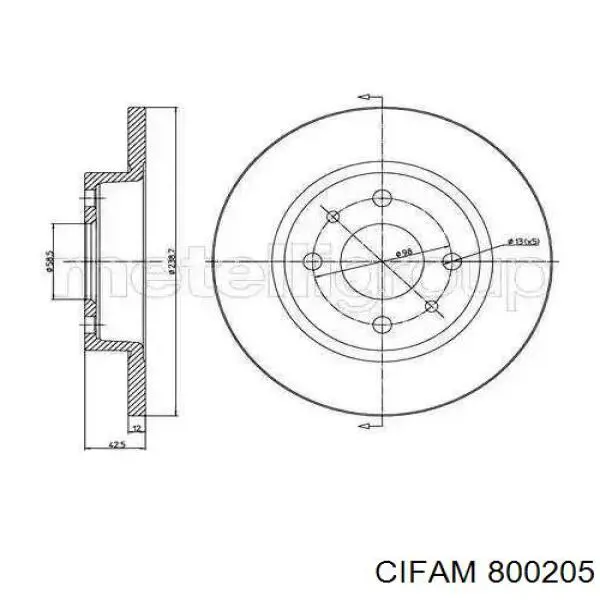 Диск тормозной передний CIFAM 800205