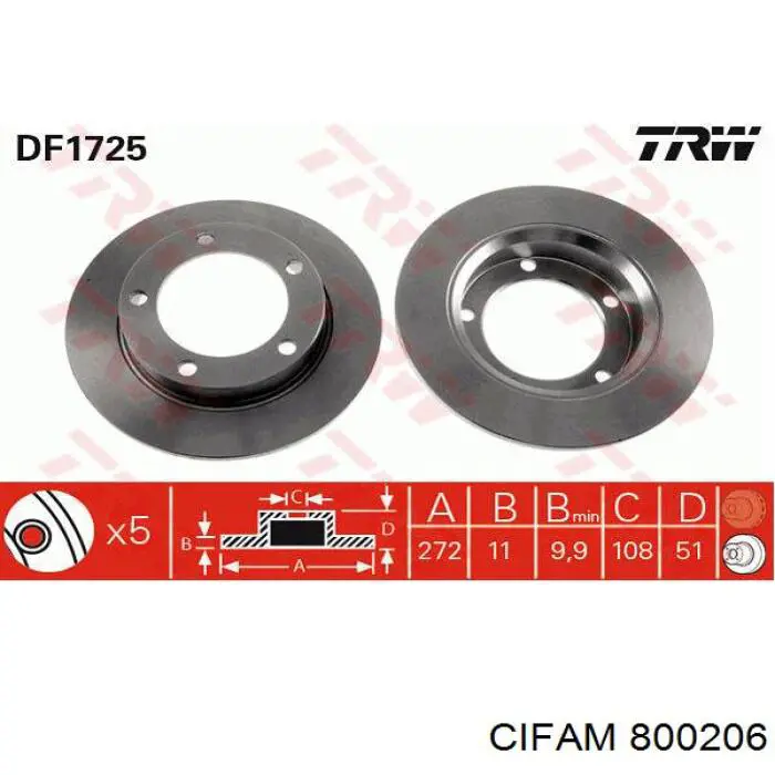 Купить 800206 Cifam Ротор тормозной