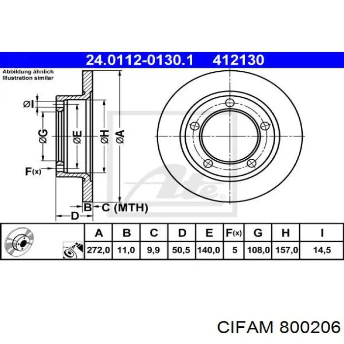 800-206 Cifam диск тормозной передний