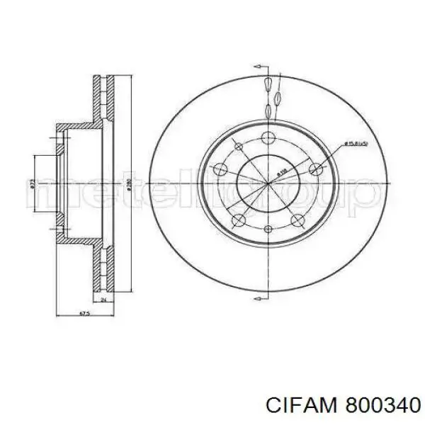 Диск тормозной передний CIFAM 800340